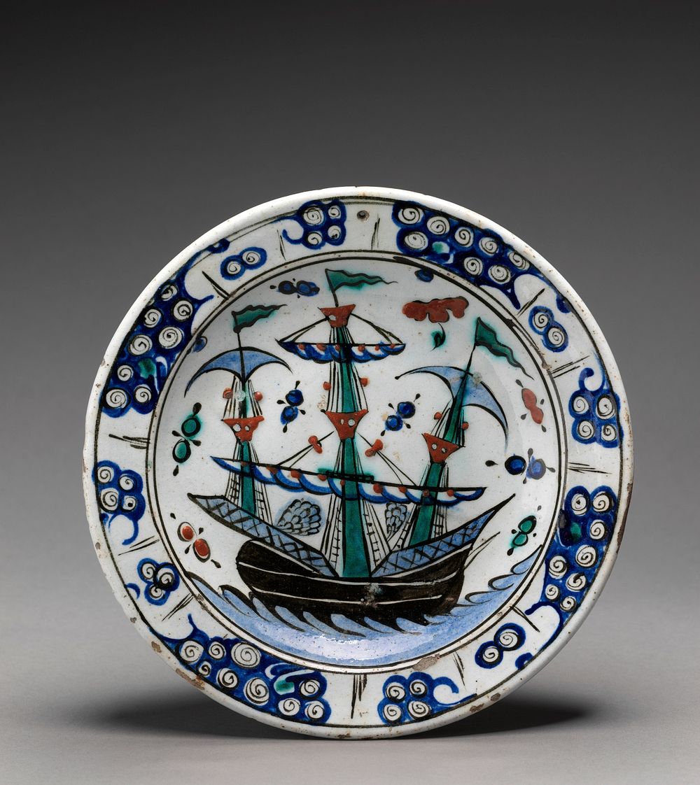 Dish with Sailing-Ship Design, 17th century
