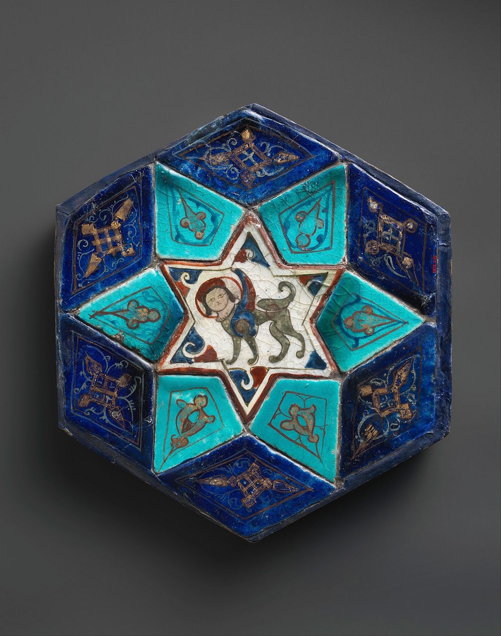 Hexagonal Tile Ensemble with Sphinx, ca. 1160s&ndash;70s