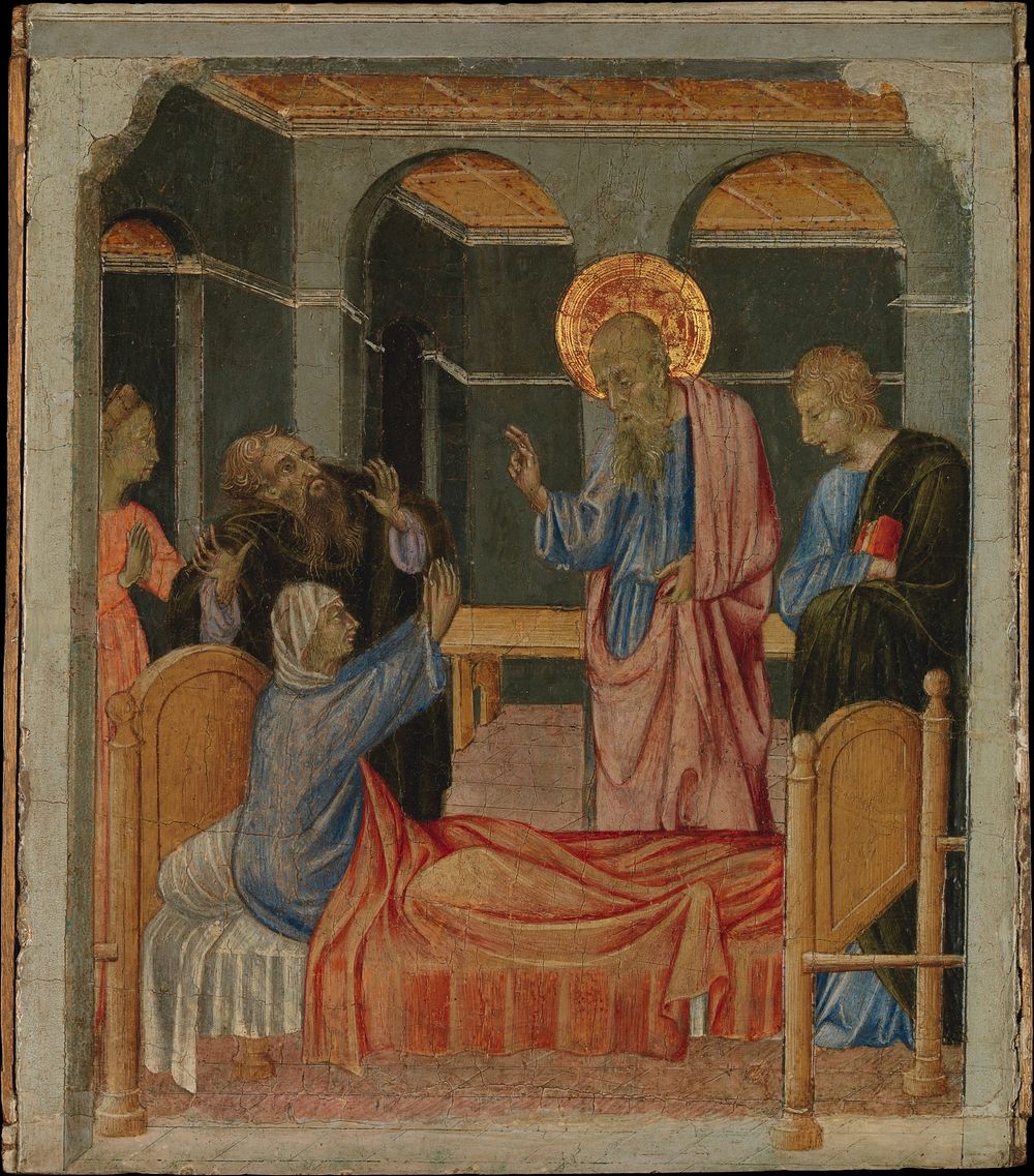 Saint John the Evangelist Raises Drusiana by Giovanni di Paolo (Giovanni di Paolo di Grazia)