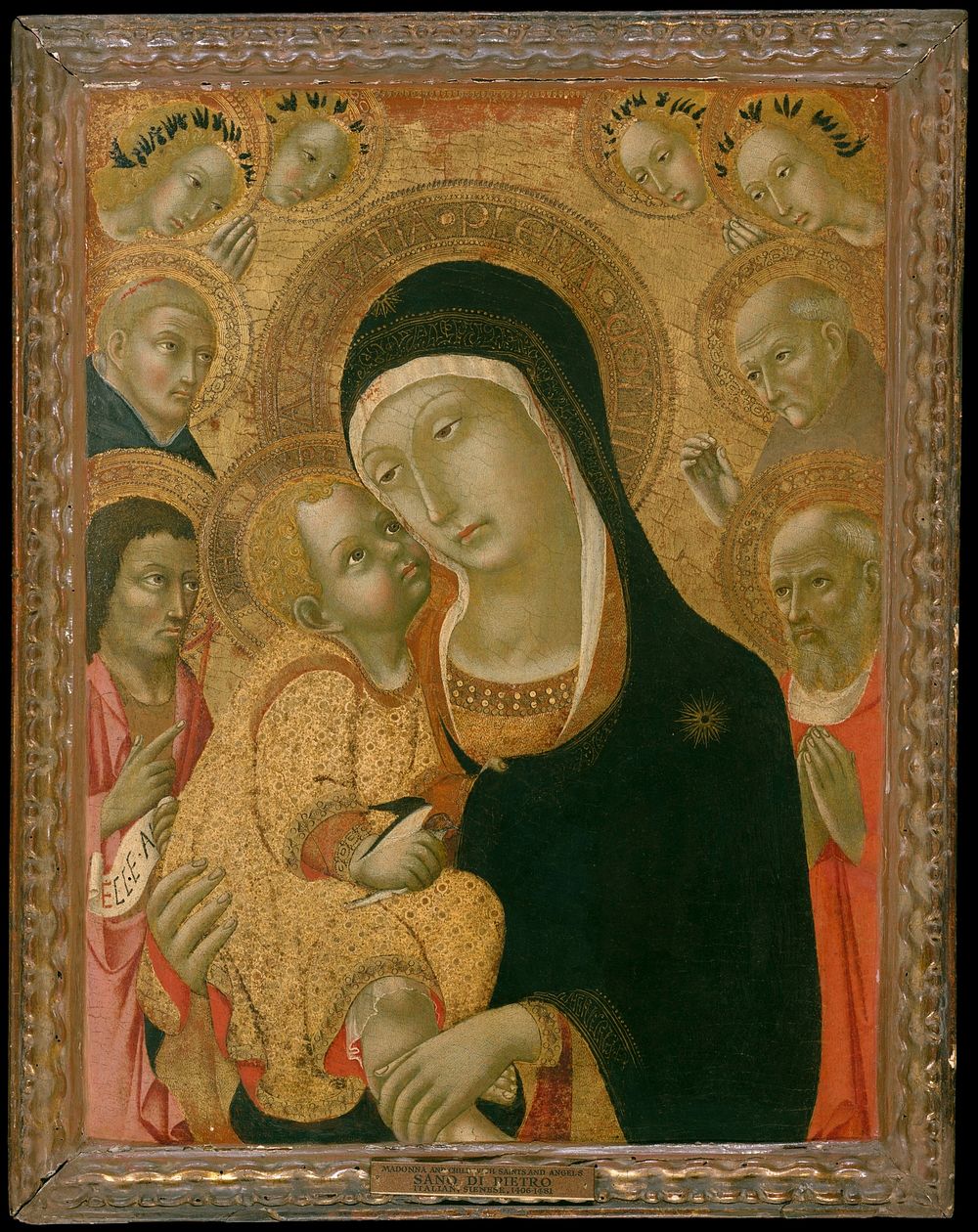 Madonna and Child with Saints John the Baptist, Jerome, Peter Martyr, and Bernardino and Four Angels by Sano di Pietro…