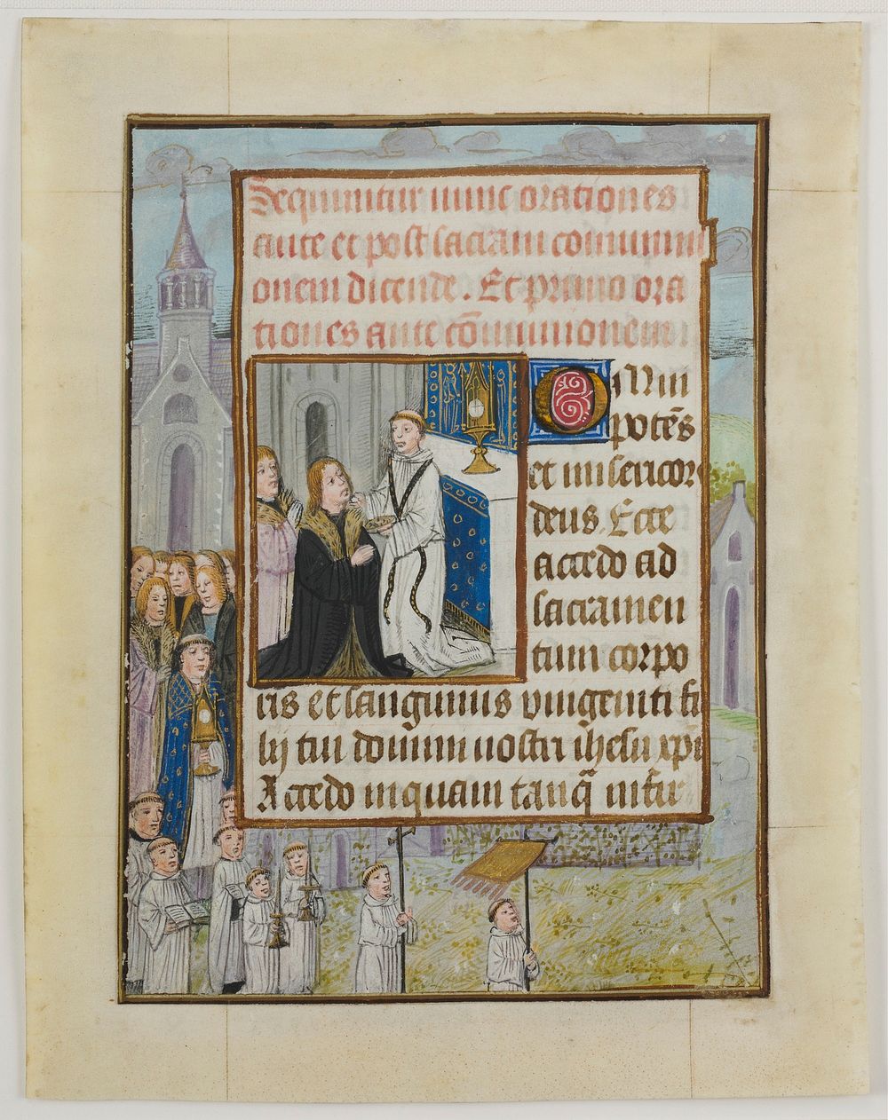 Manuscript Leaf with the Holy Communion, from a Book of Hours, South Netherlandish