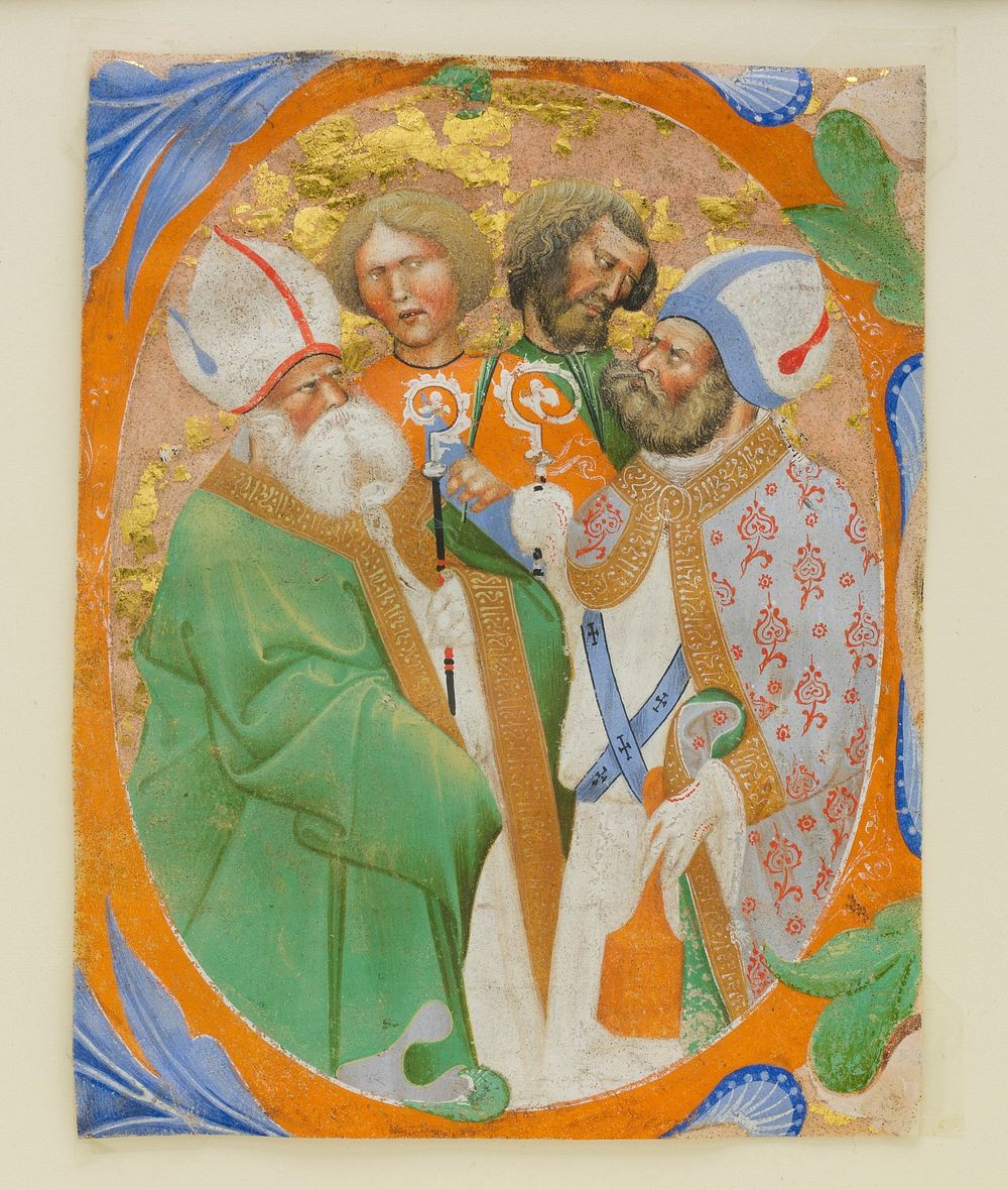 Manuscript Illumination with Four Saints in an Initial O, from a Choir Book by Master of the Murano Gradual