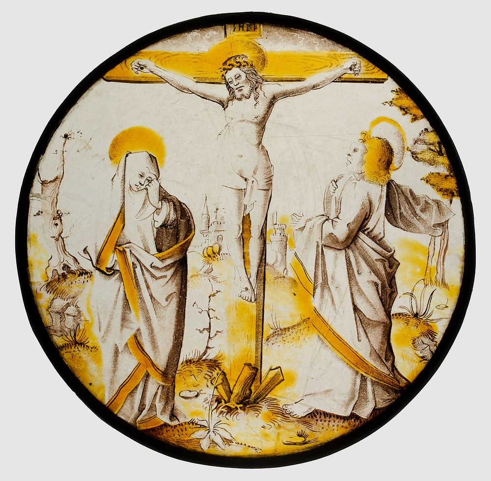 Roundel with the Crucifixion, the Virgin, and Saint John, South Netherlandish