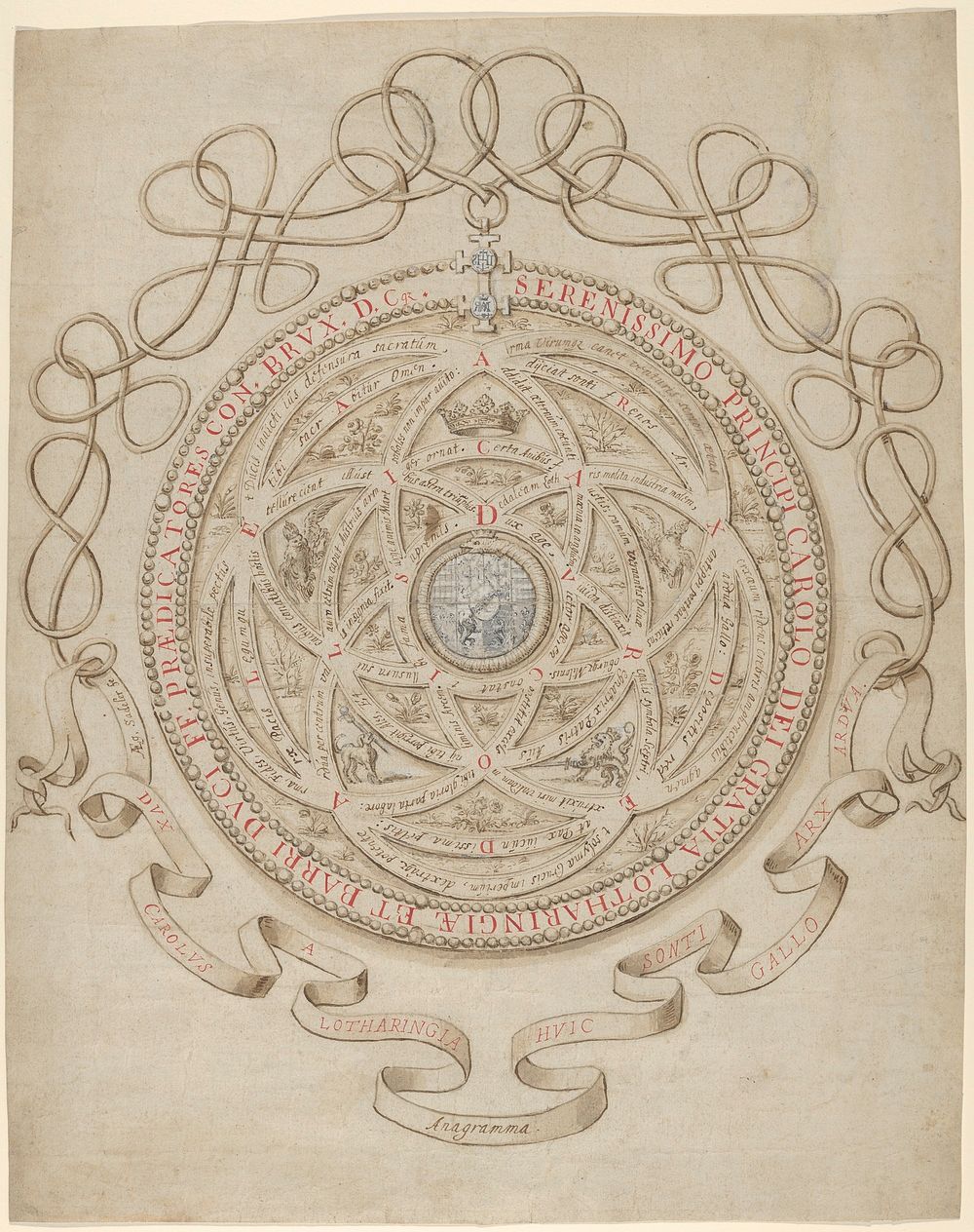 Anagram in Honor of Charles III, Duke of Lorraine and Bar, Aegidius Sadeler Ii by Aegidius Sadeler II