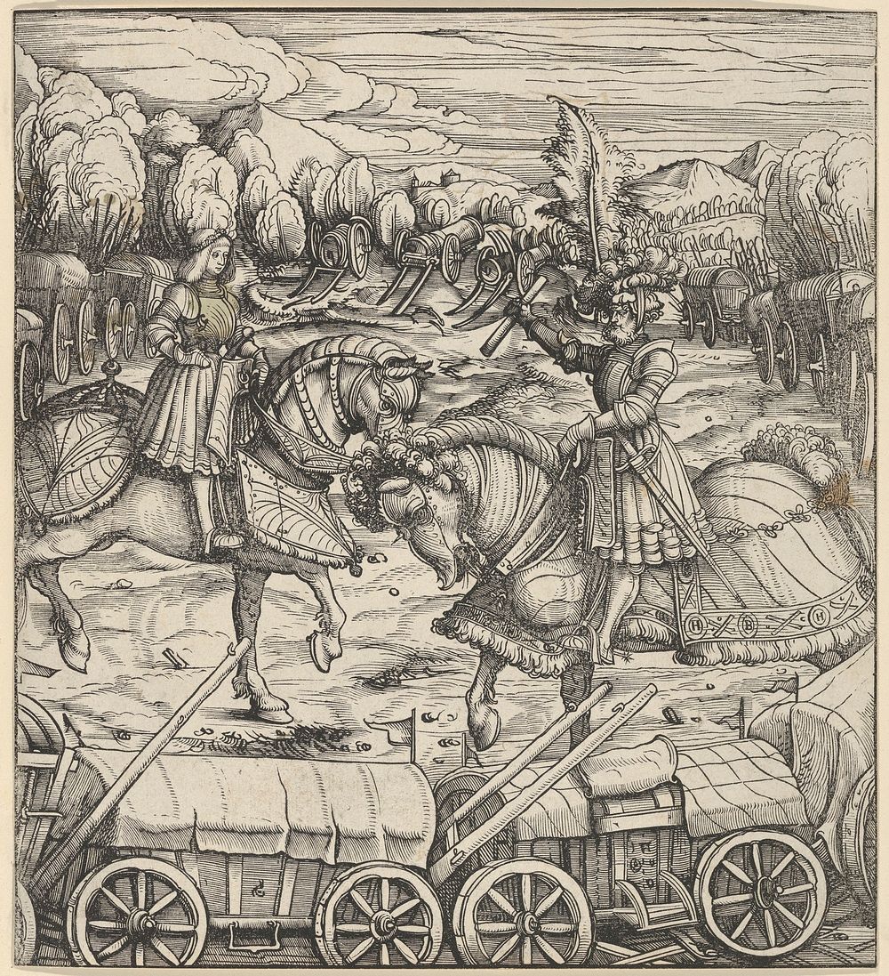 The White King Learning to Enclose a Camp with Wagons, from Der Weisskunig by Hans Burgkmair