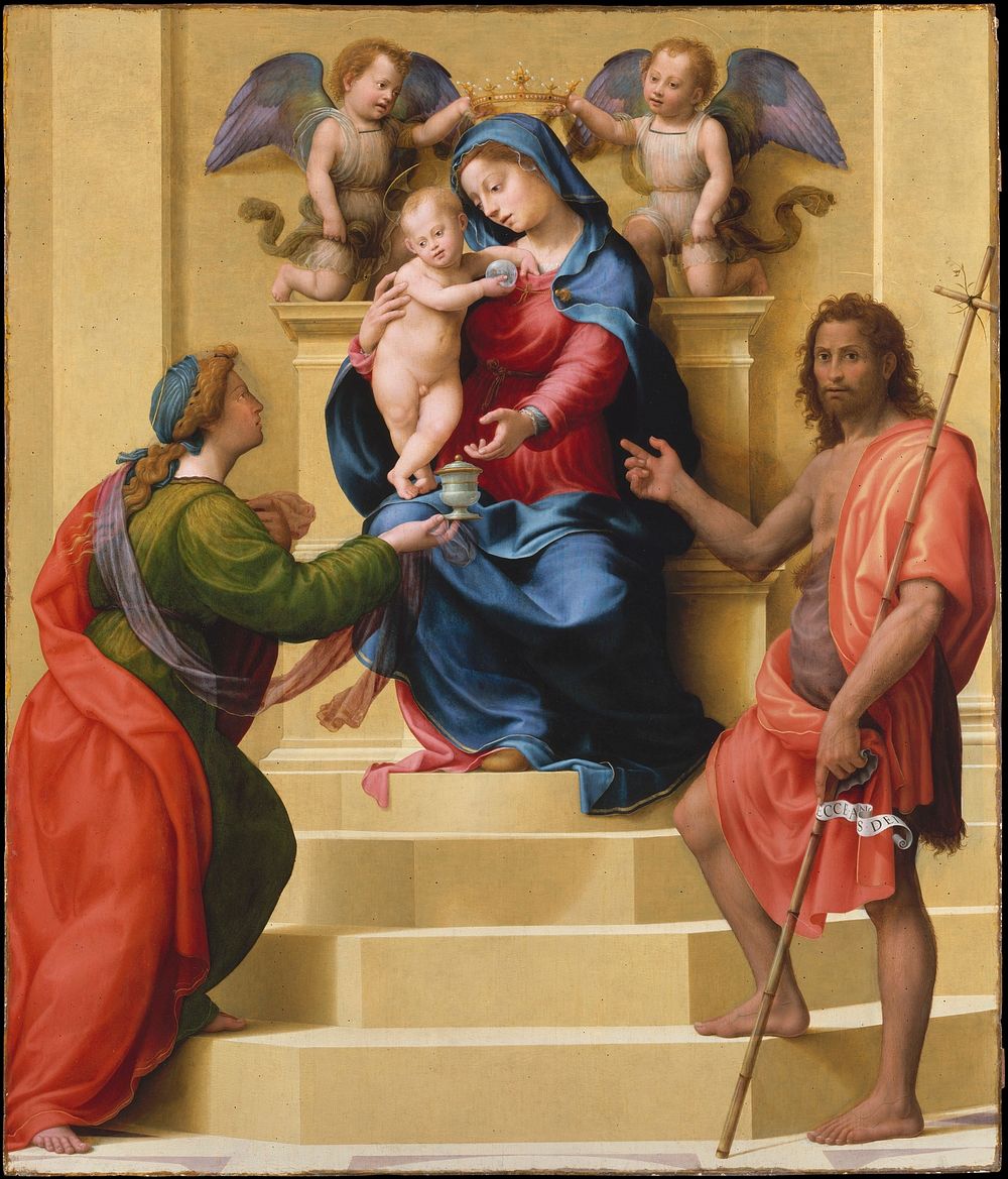 Madonna and Child Enthroned with Saints Mary Magdalen and John the Baptist by Giuliano di Piero di Simone Bugiardini