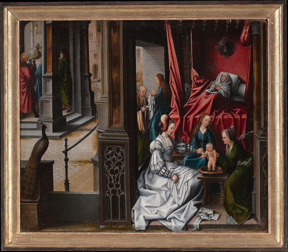 The Birth and Naming of Saint John the Baptist; (reverse) Trompe-l'oeil with Painting of The Man of Sorrows by Bernard van…