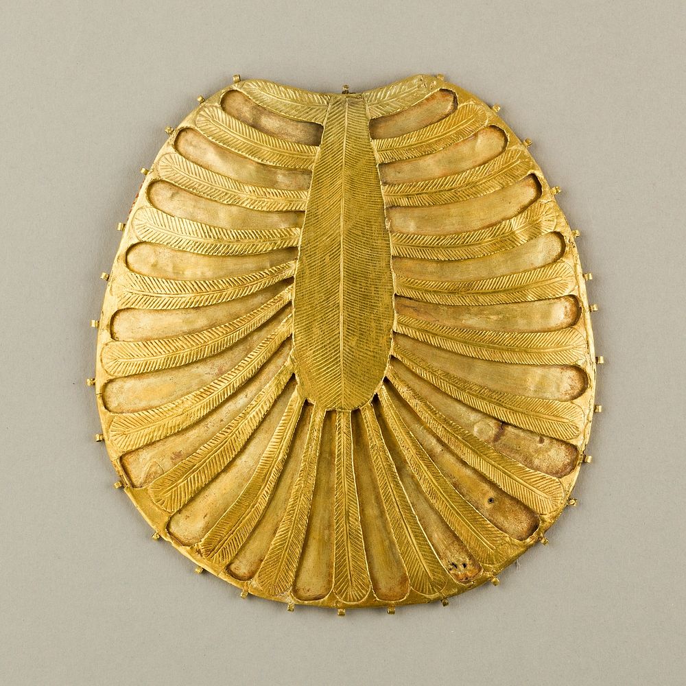 Disk Made of Two Sheets of Gold, One Concave the Other  Decorated with Feathers or Palm Fronds