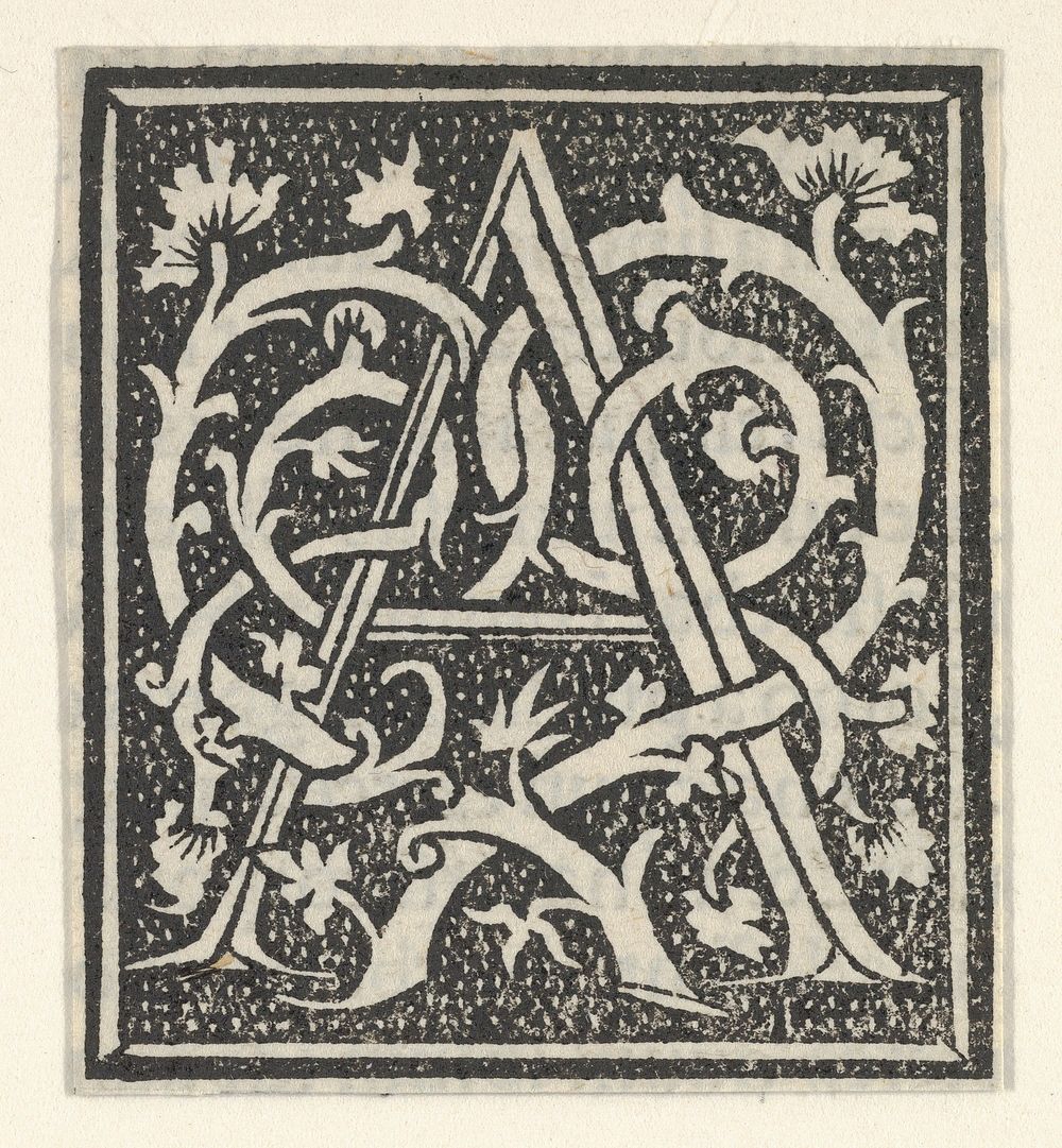 Initial letter A on patterned background