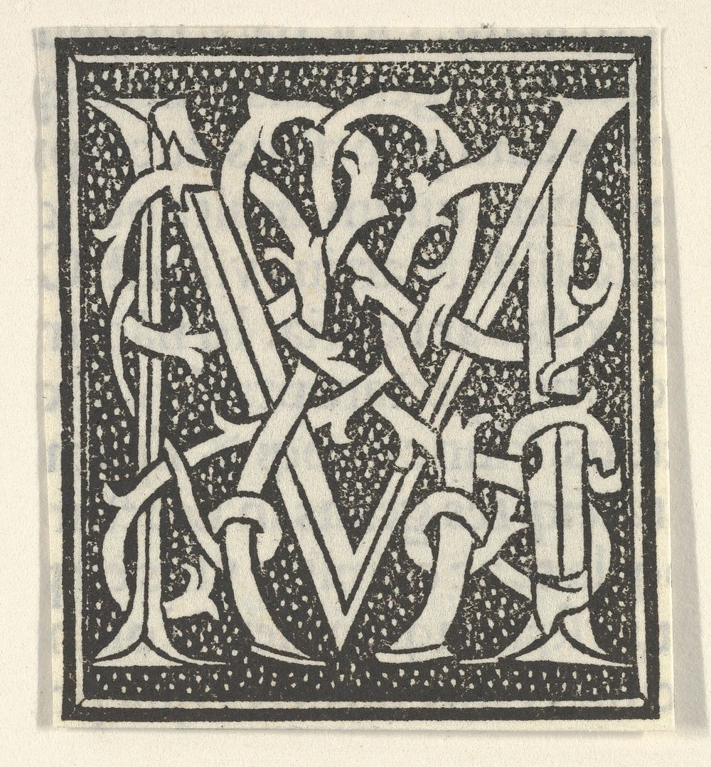 Initial letter M on patterned background
