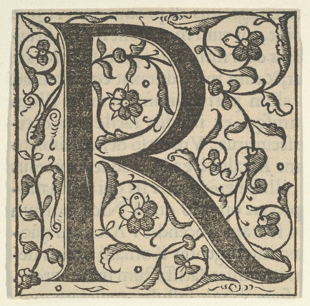 Initial letter R with garlands