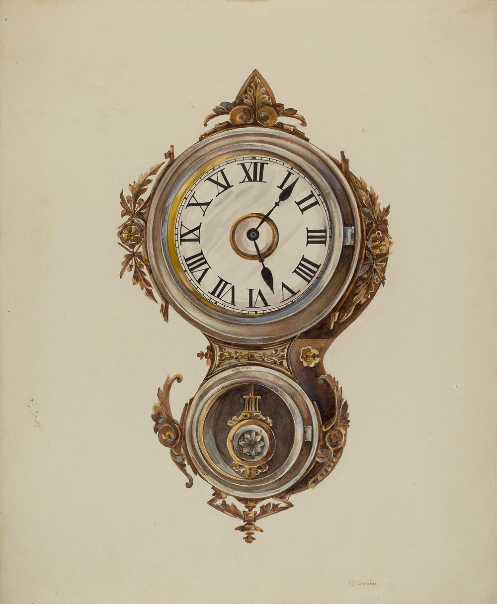 Metal Wall Clock (ca. 1938) by Peter Connin.  