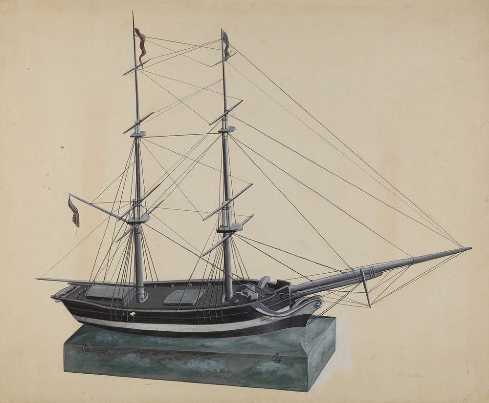 Model Brig (ca.1937) by William Kerby.  