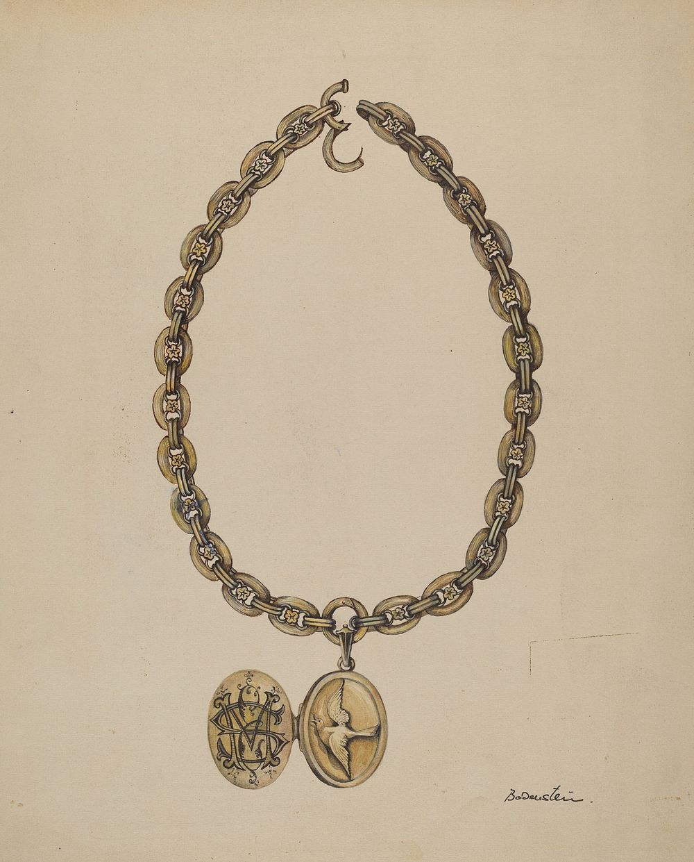 Necklace and Locket (ca.1937) by Molly Bodenstein.  