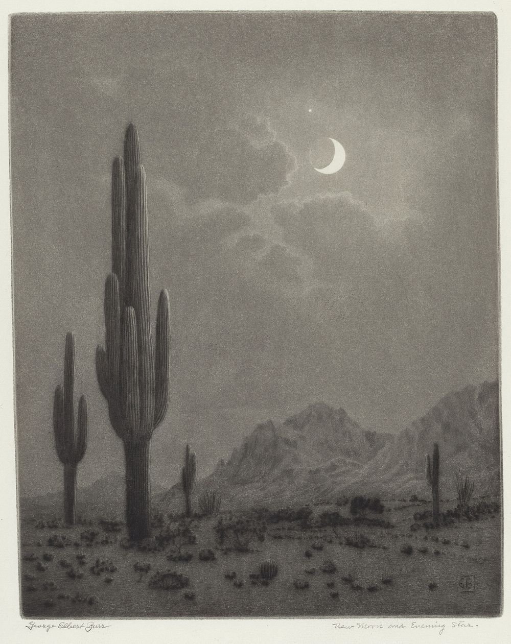 New Moon and Evening Star (ca. 1923) by George Elbert Burr.  