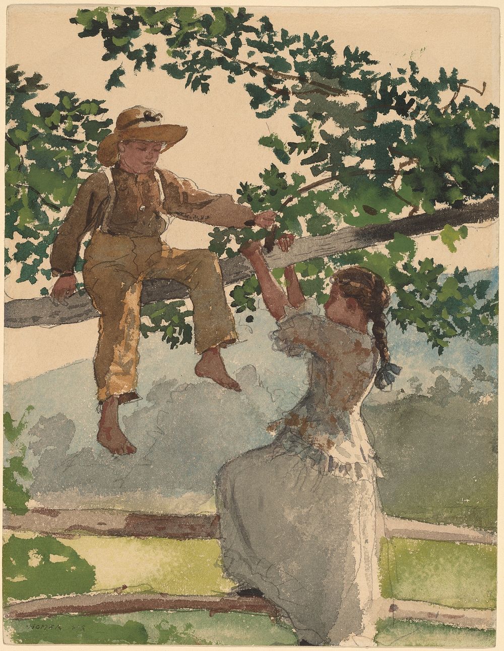On the Fence (1878) by Winslow Homer.  