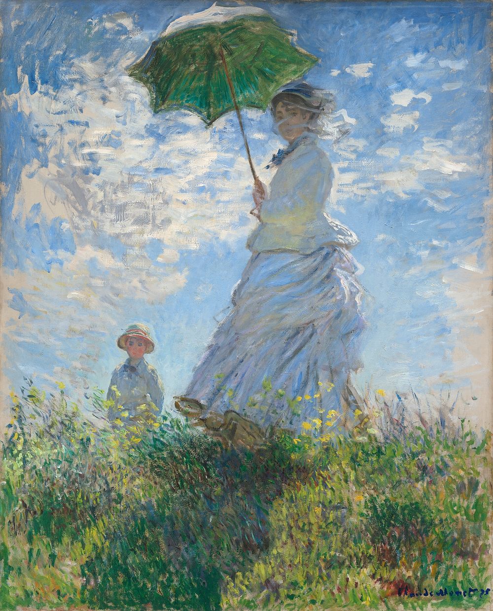 Claude Monet's Woman with a Parasol - Madame Monet and Her Son (1875) 