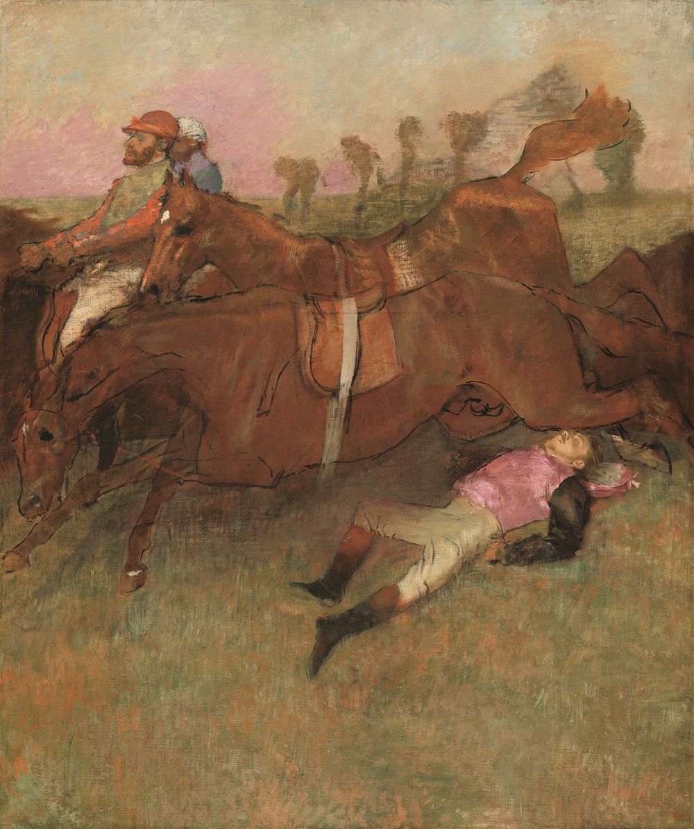 Scene from the Steeplechase: The Fallen Jockey (1886) by Edgar Degas.  