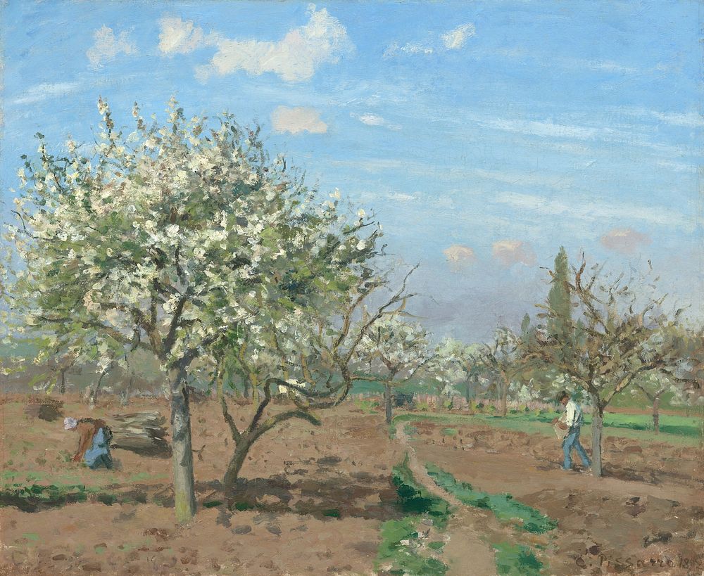 Orchard in Bloom, Louveciennes (1872) by Camille Pissarro.  