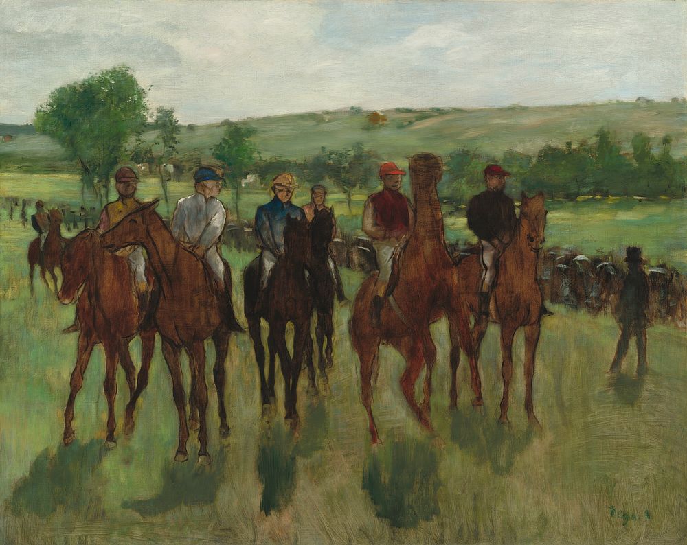 The Riders (ca. 1885) painting in high resolution by Edgar Degas.  