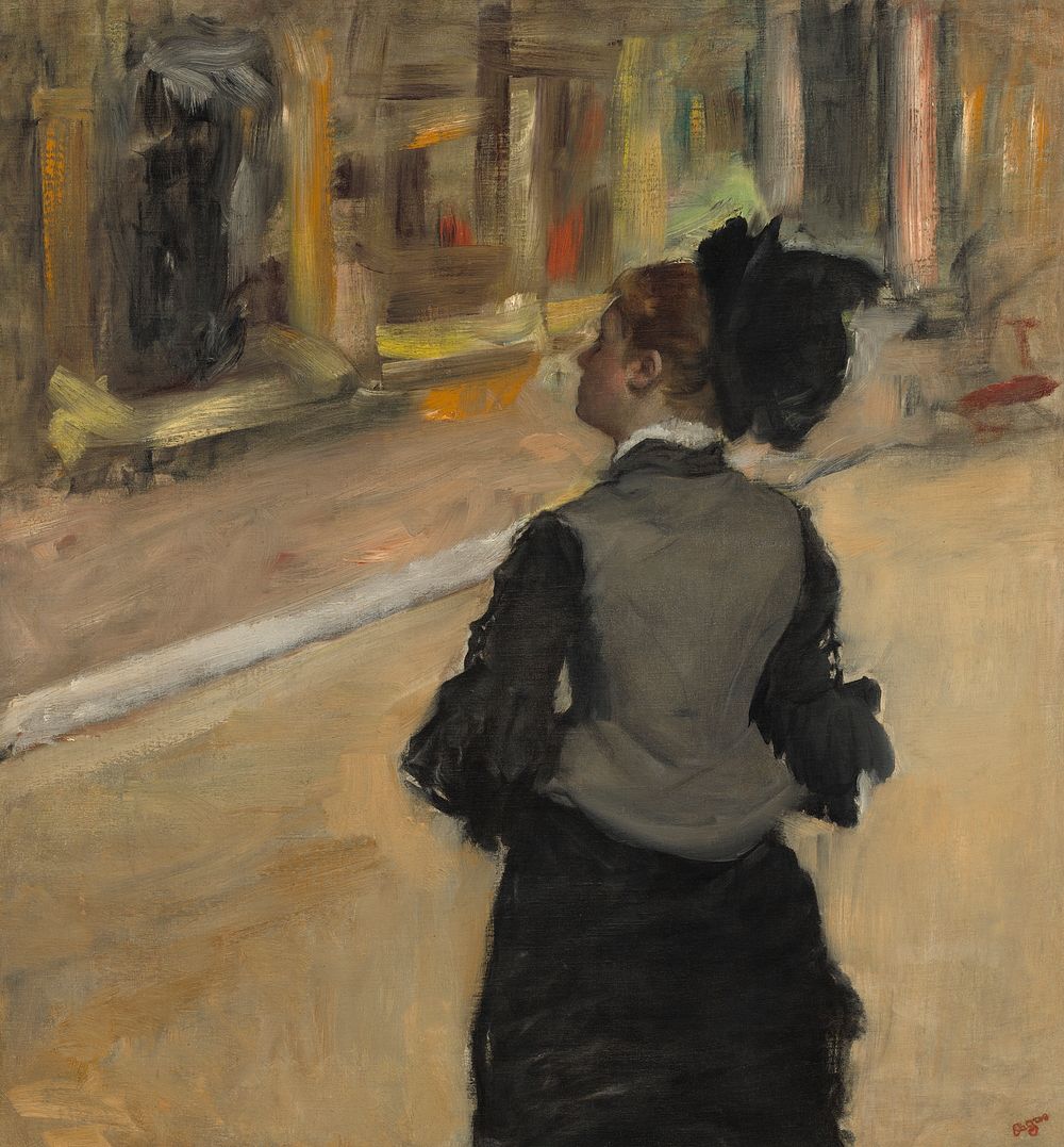 Woman Viewed from Behind (Visit to a Museum) (ca. 1879-1885) by Edgar Degas. 