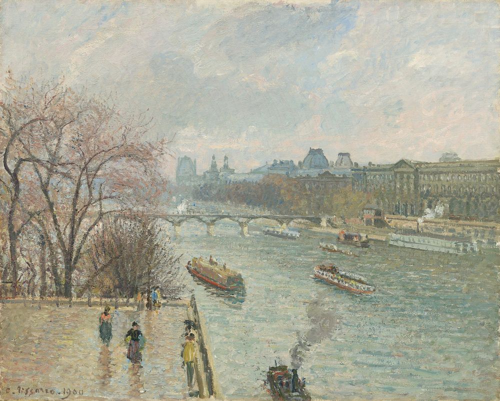 The Louvre, Afternoon, Rainy Weather (1900) by Camille Pissarro.  