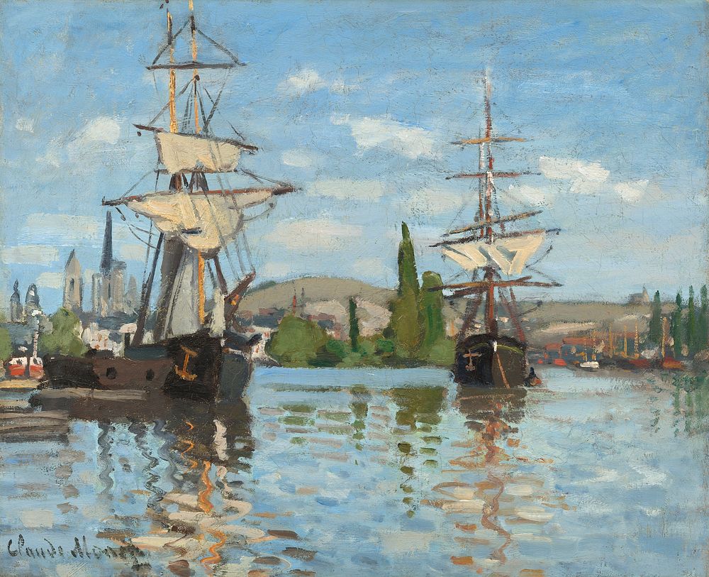 Claude Monet's Ships Riding on the Seine at Rouen (ca. 1872-1873) 
