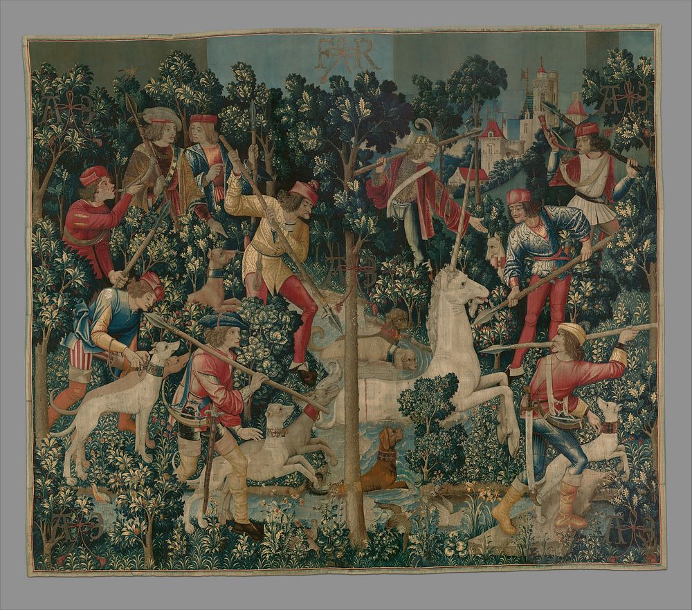 The Unicorn Crosses a Stream (from the Unicorn Tapestries). Original public domain image from The MET Museum
