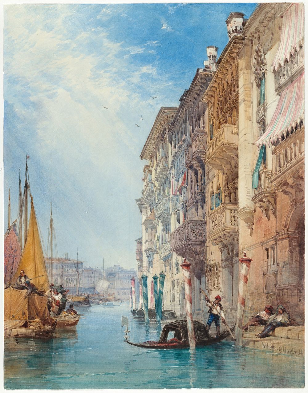 A Gondola on the Grand Canal, Venice (1866) by William Callow.  