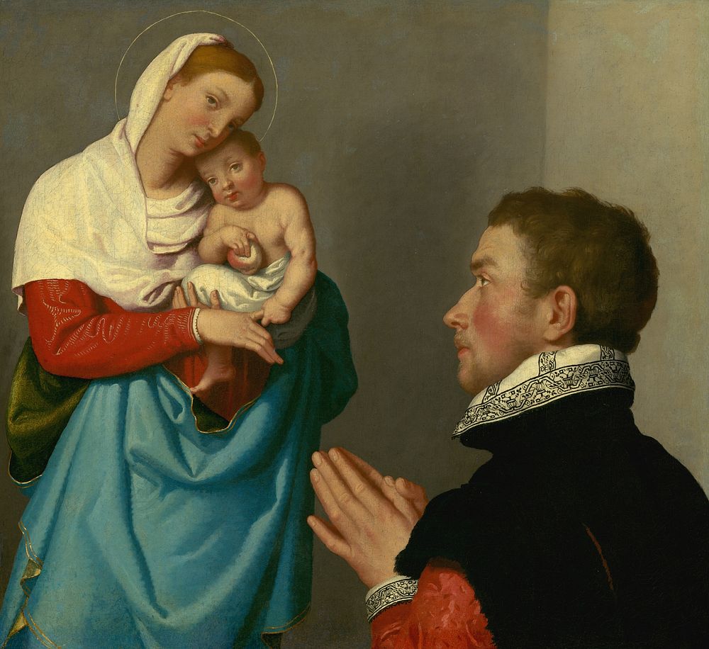 A Gentleman in Adoration before the Madonna (ca. 1560) by Giovanni Battista Moroni.  