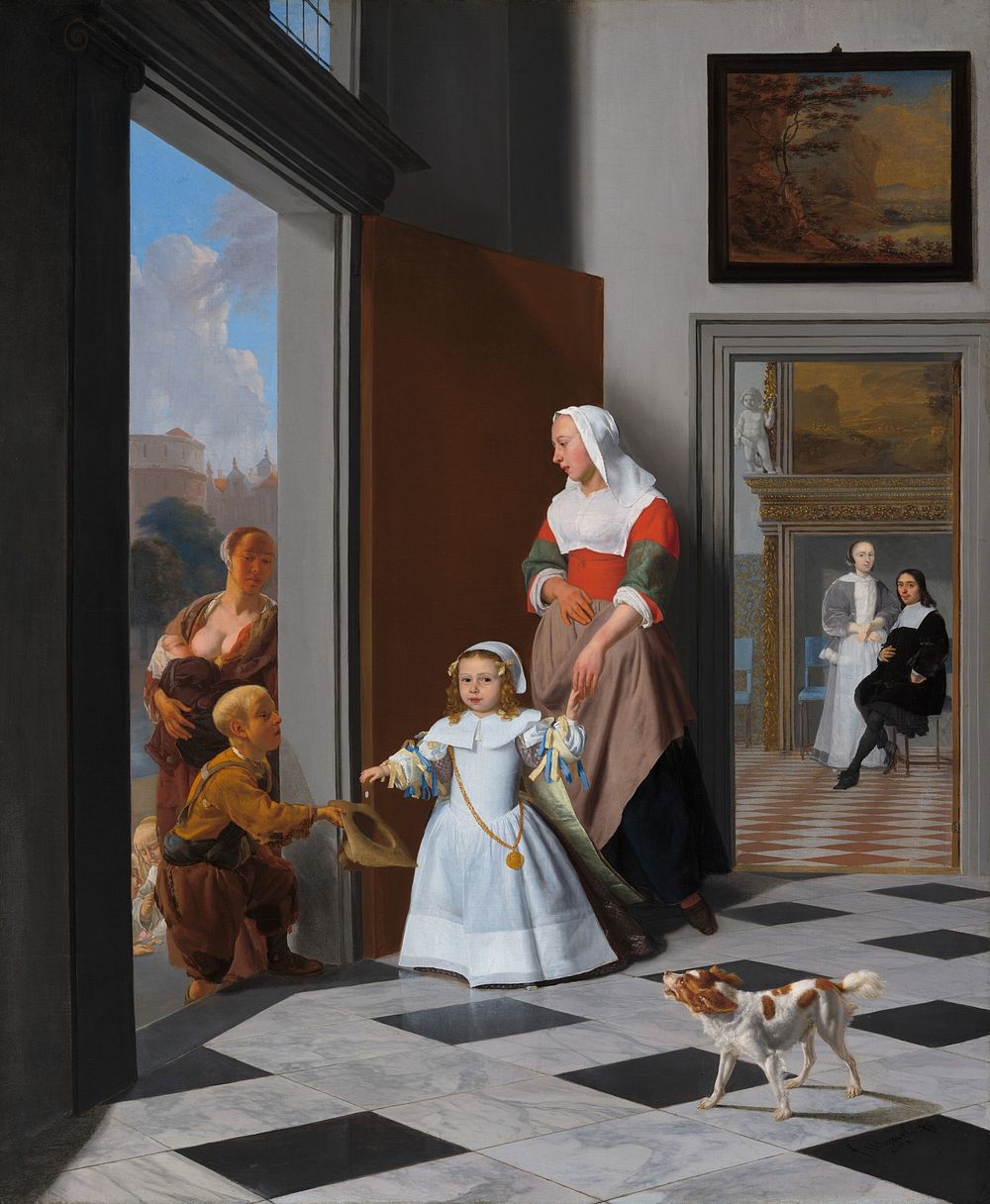 A Nurse and a Child in an Elegant Foyer (1663) by Jacob Ochtervelt.  
