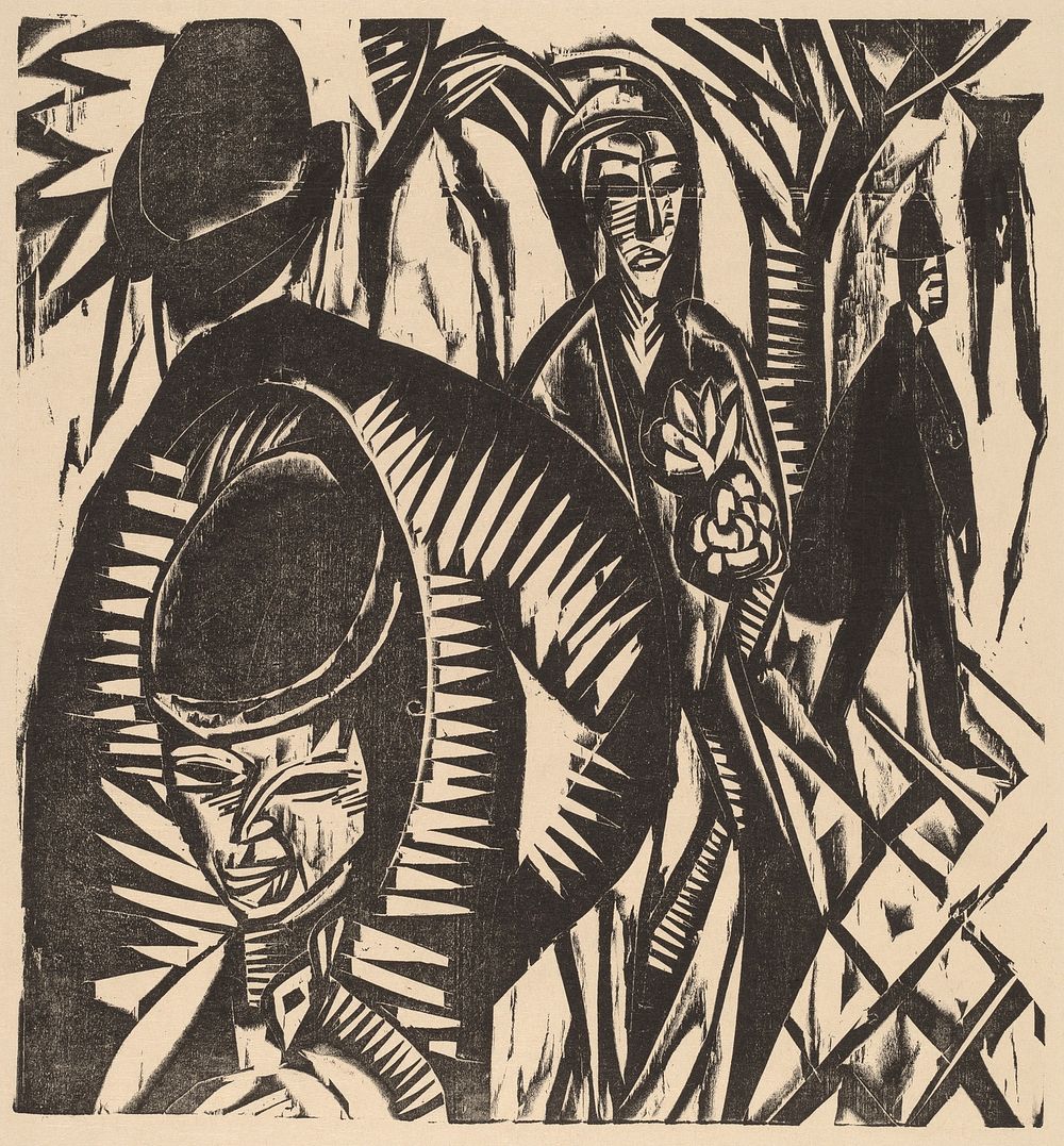 Street Scene After the Rain (1914) print in high resolution by Ernst Ludwig Kirchner.  