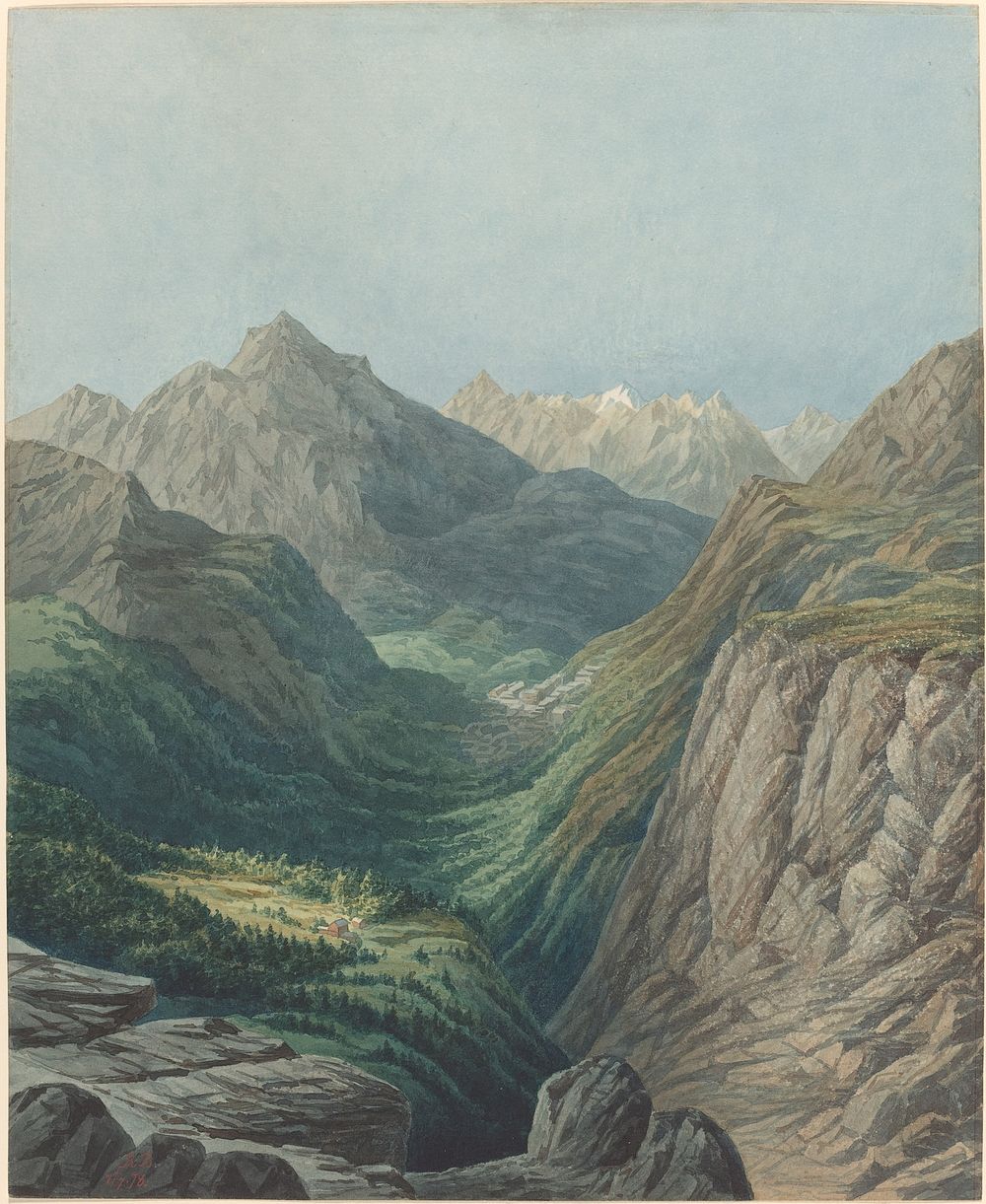 An Alpine Valley (1878) by Rodolphe Leon Berthoud.  