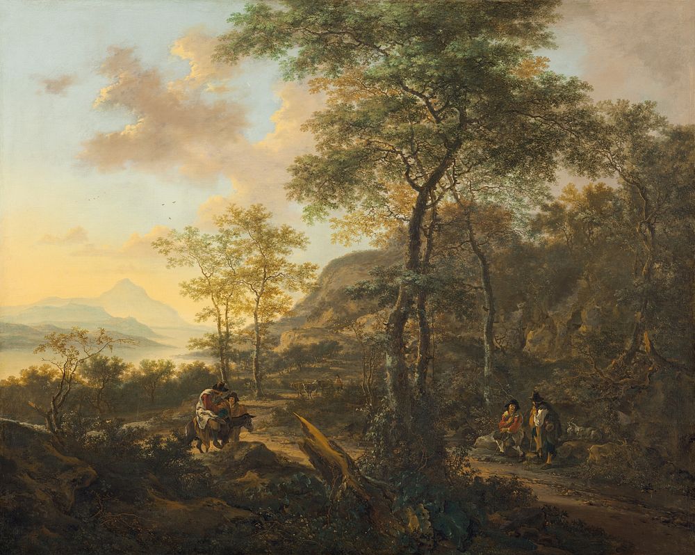 An Italianate Evening Landscape (ca. 1650) by Jan Both.  