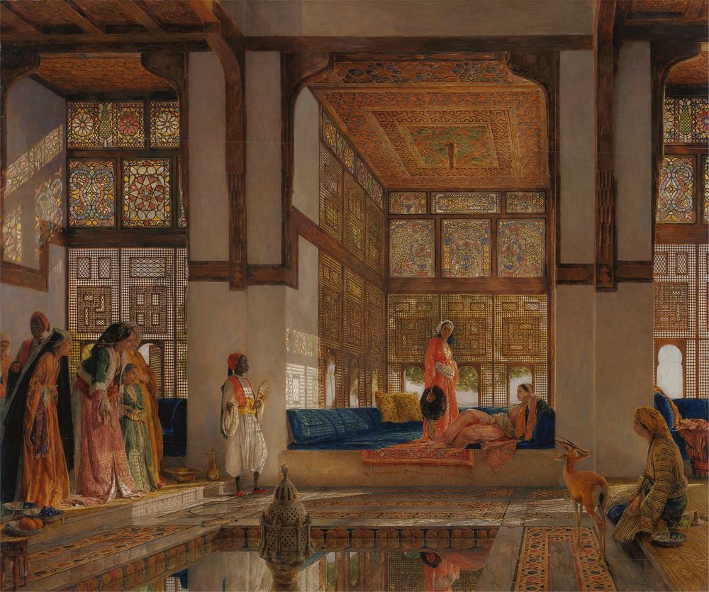 A Lady Receiving Visitors (The Reception) The Reception (1873) painting in high resolution by John Frederick Lewis.  
