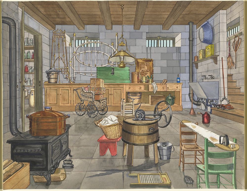 Basement of Urban House, 1910 (c. 1947) by Perkins Harnly.  