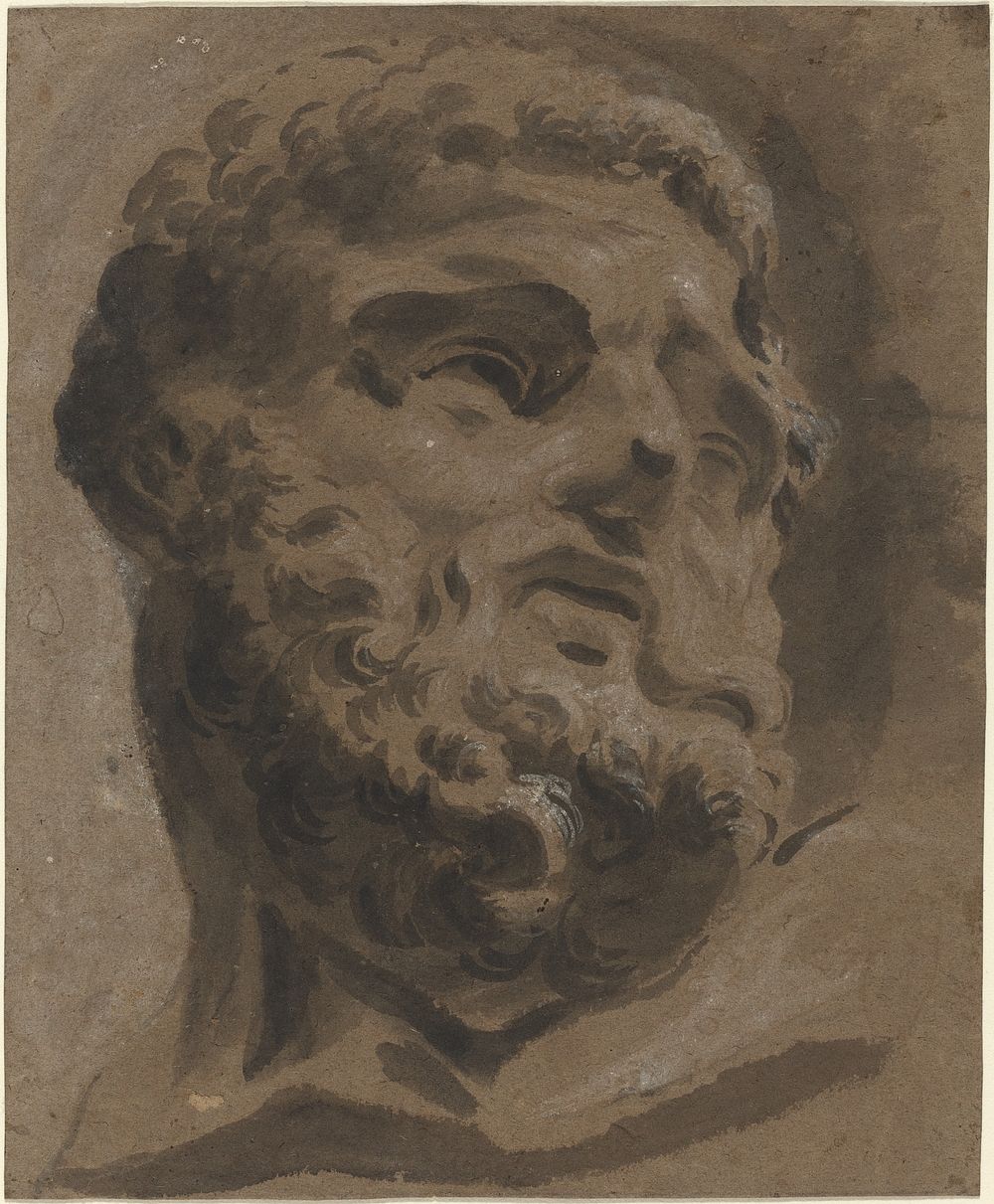 Bearded Head drawing in high resolution by Giovanni Battista Cipriani (1727&ndash;1785).  