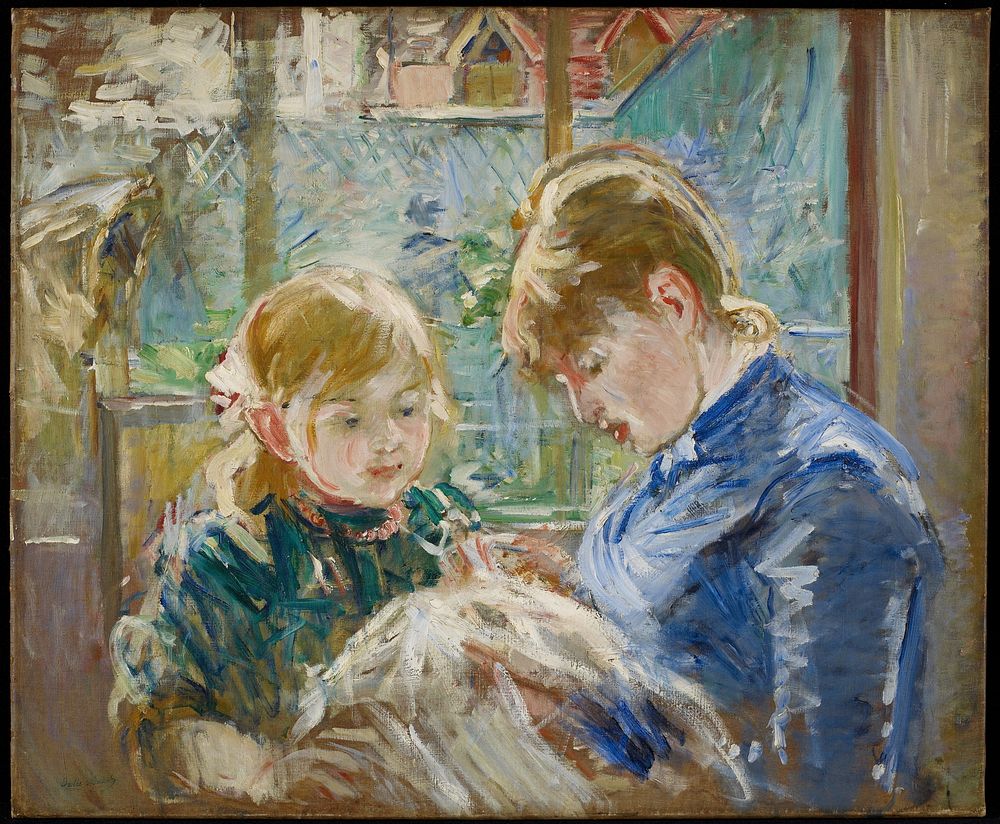 The Artist's Daughter, Julie, with her Nanny (c. 1884) painting in high resolution by Berthe Morisot.  