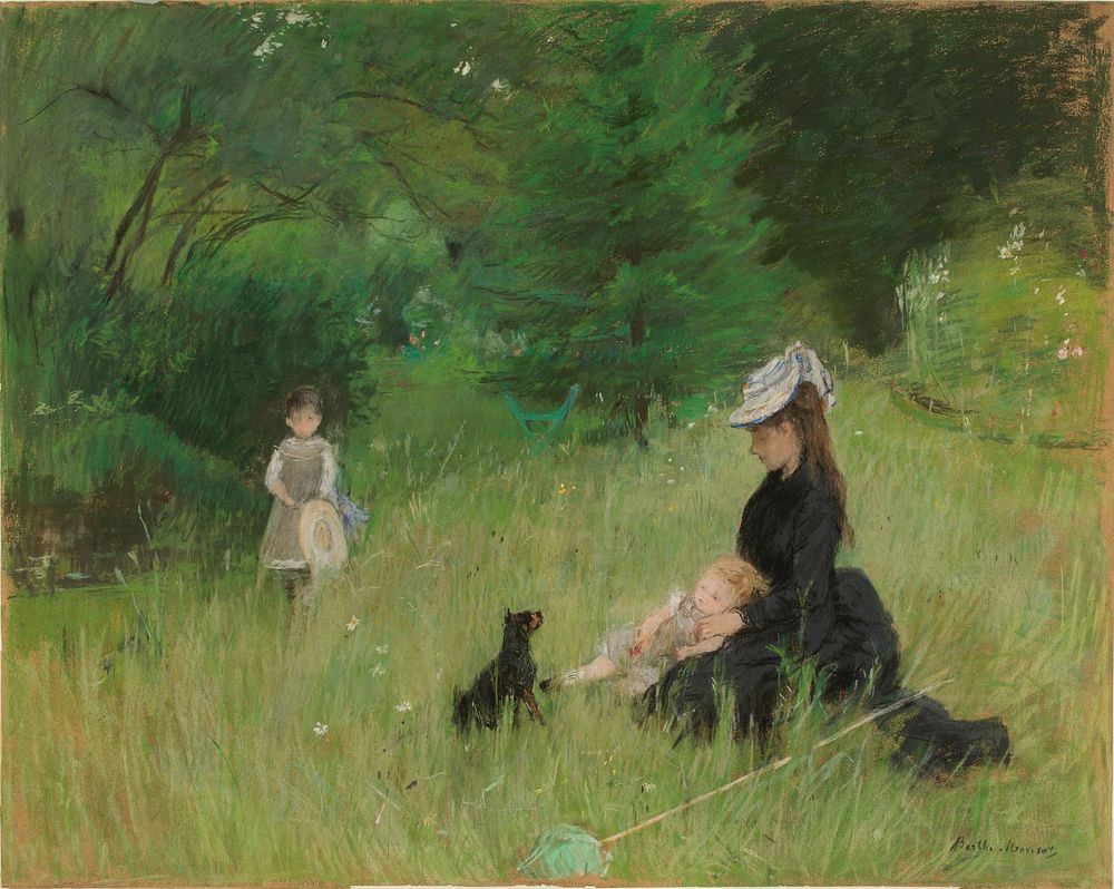 Dans le parc (1874) painting in high resolution by Berthe Morisot. 