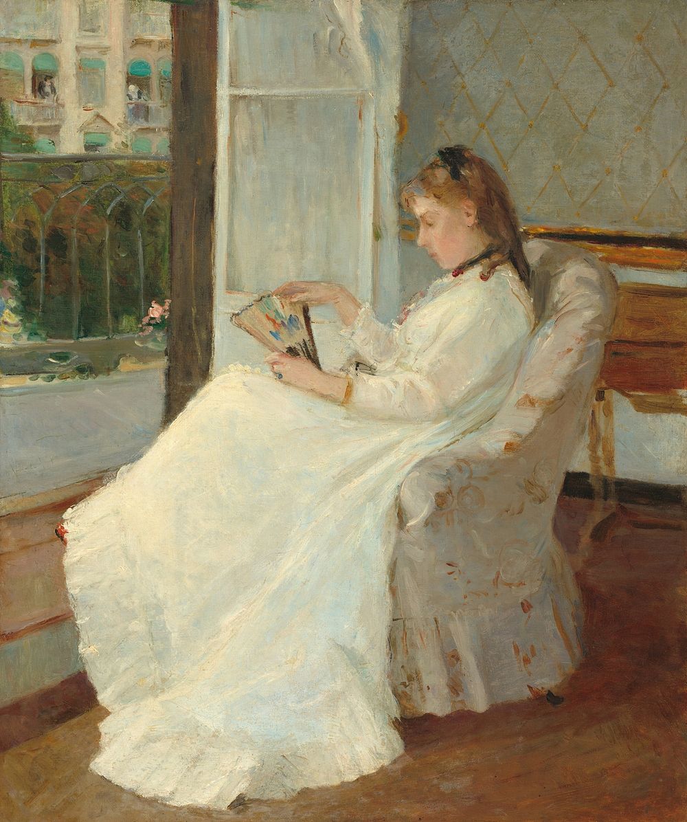 The Artist's Sister at a Window (1869) painting in high resolution by Berthe Morisot. 