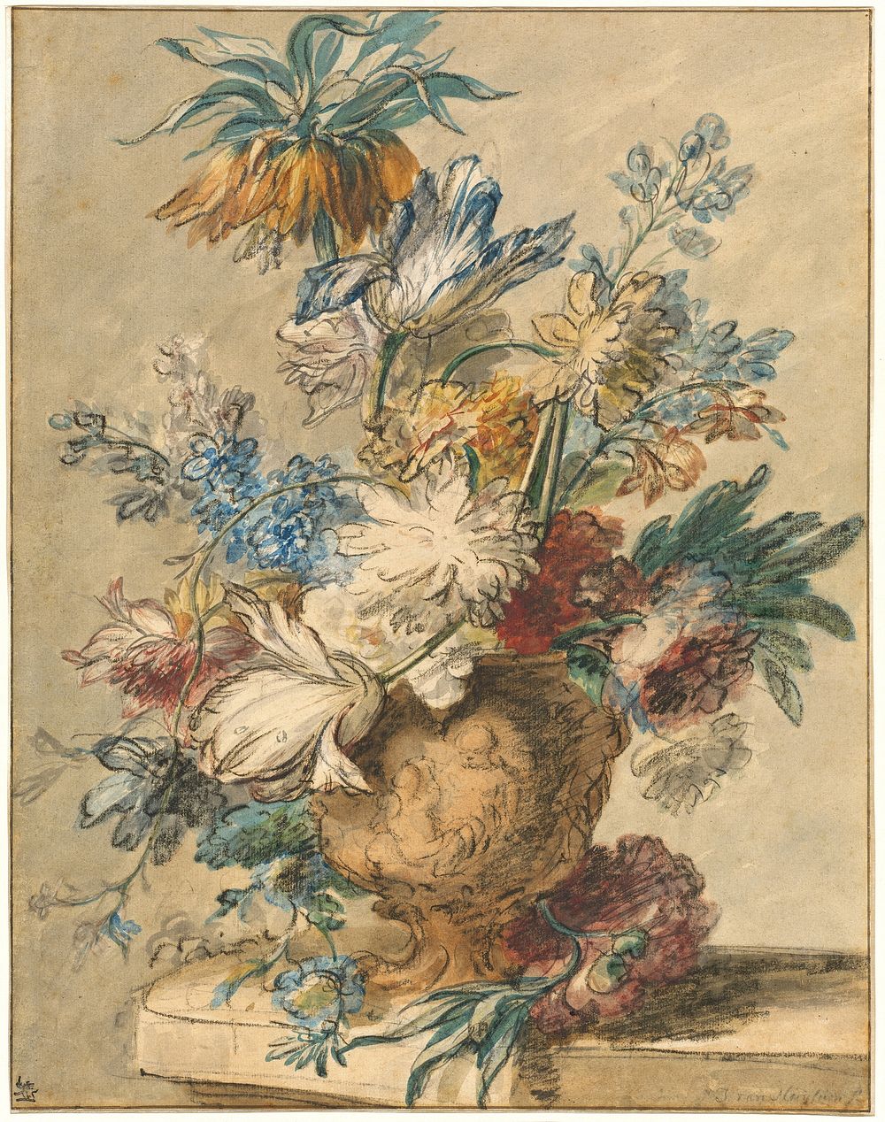 Bouquet of Spring Flowers in a Terracotta Vase (1720s) by Jan van Huysum.  