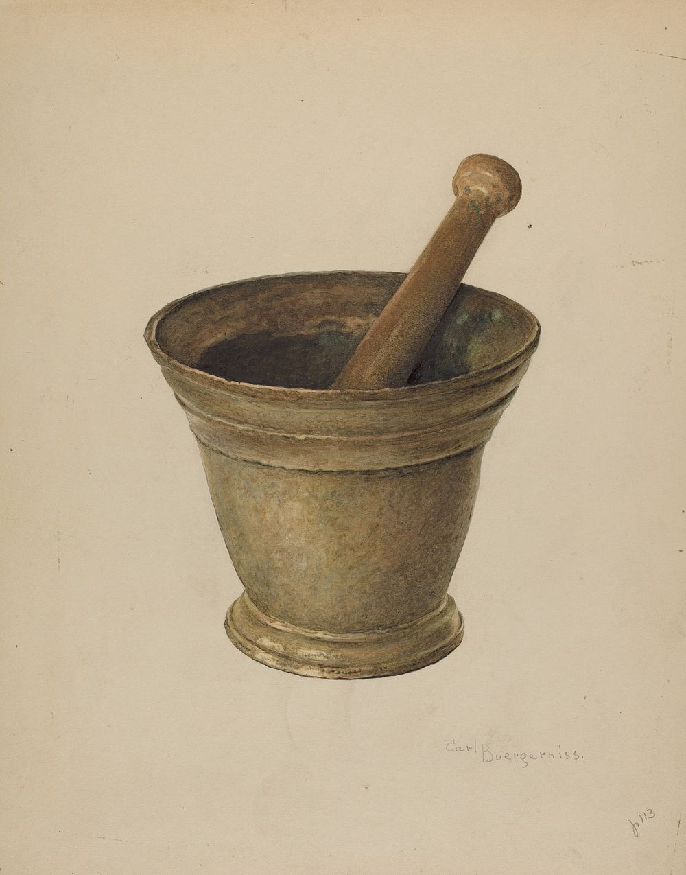 Brass Mortar and Pestle (ca. 1939) by Carl Buergerniss.  