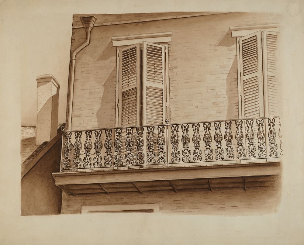 Cast Iron Balcony Rail (ca. 1936) drawing in high resolution by Al Curry.  