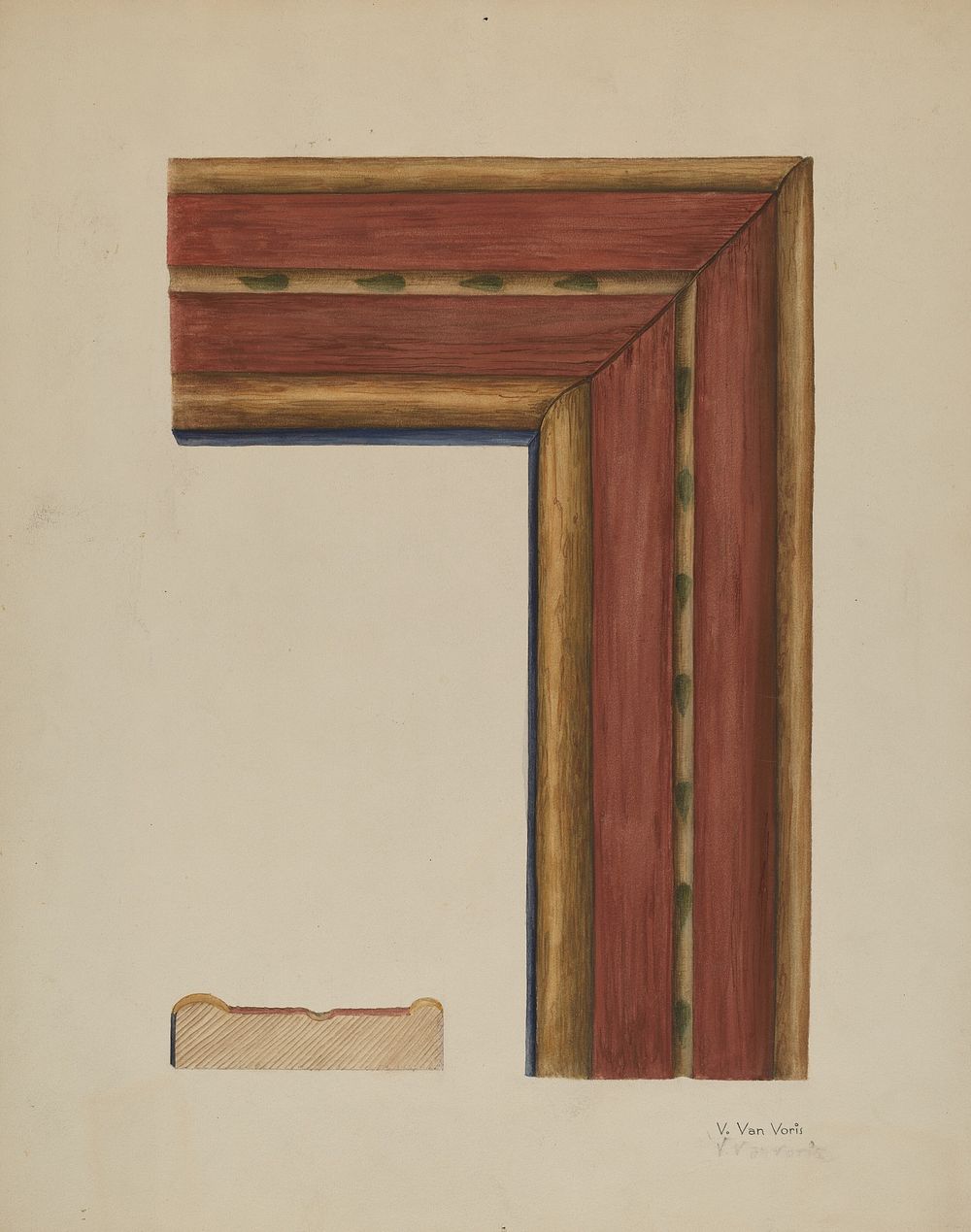 Carved Picture Frame Molding (ca. 1938) by Vera Van Voris.  