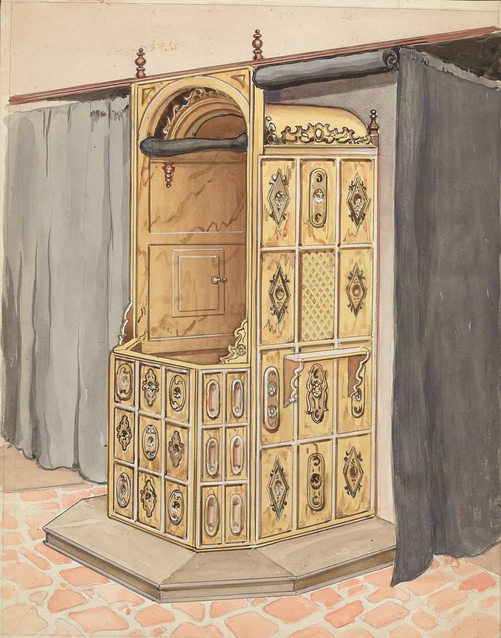 Side of Confessional Chair, (1935&ndash;1942) by Harry Mann Waddell.   