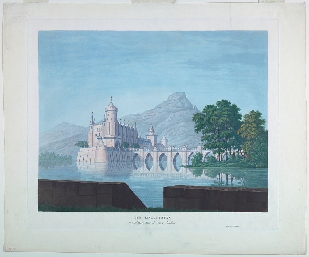 Stage Design: Ringstadten Castle, for the Last Scene of Undine (1816) painting in high resolution by Karl Friedrich…