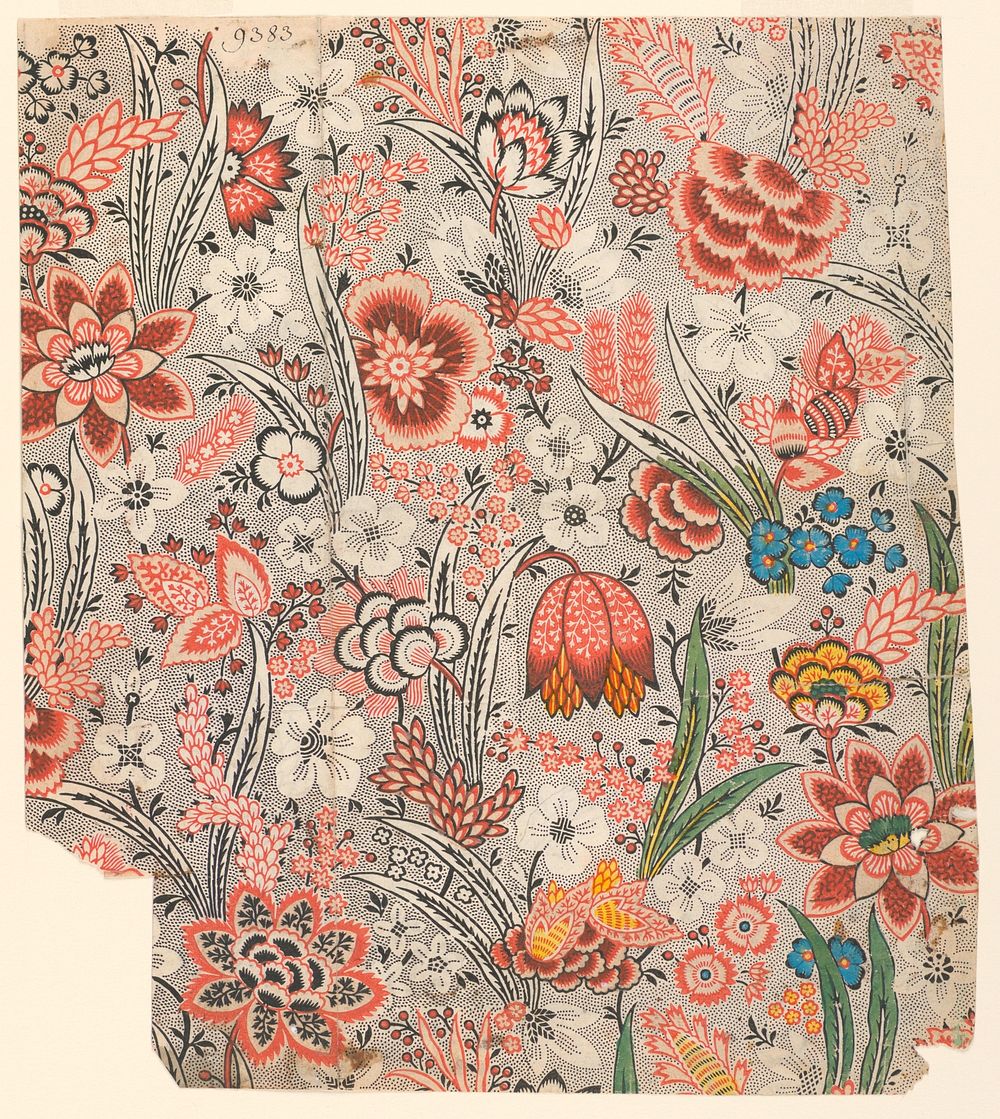 Allover floral fabric design (ca. 1759–1815) in high resolution by .  