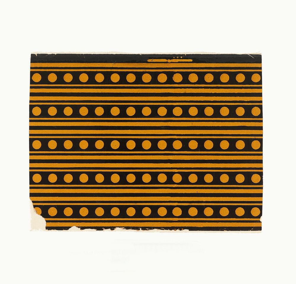 Wide black band containing row of mustard-yellow dots, with narrow black band above and below wide band (1880–1890)…