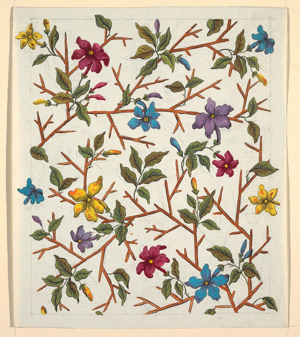 Floral design for printed textiles (1800–1818) by Louis-Albert DuBois.  