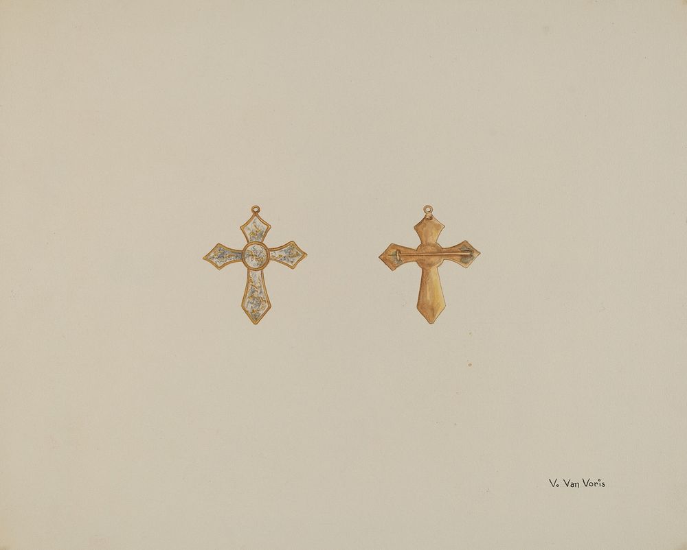 Cross-shaped Pin (ca. 1937) by Vera Van Voris.  